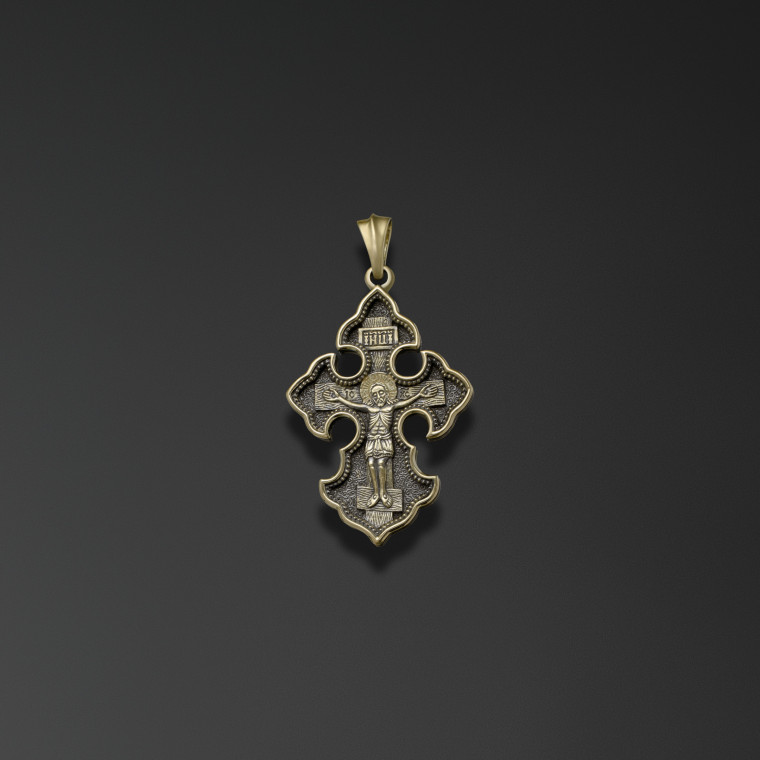 Cross with lily-petal arms and the words “Let God Arise”
