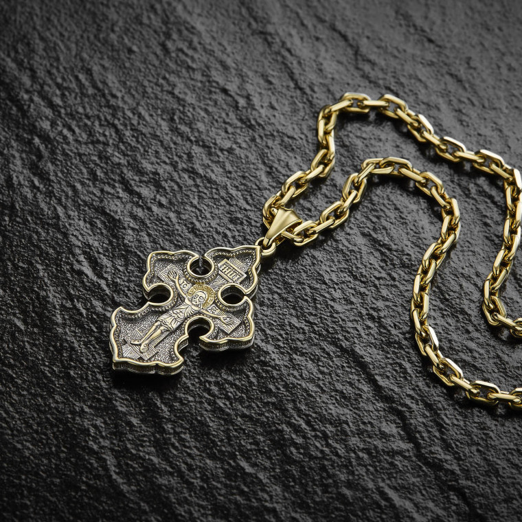 Cross with lily-petal arms and the words “Let God Arise”