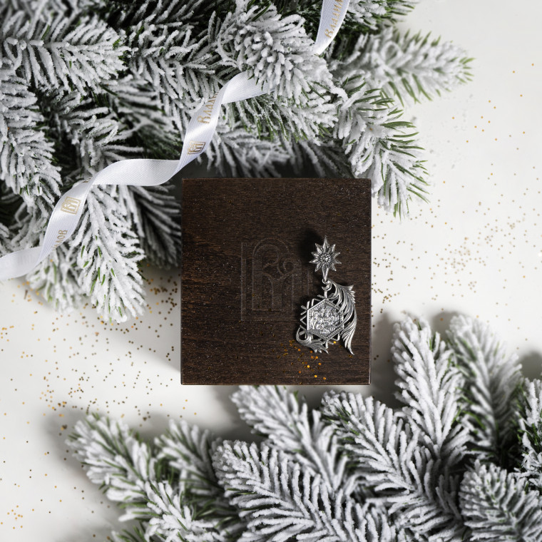 Stella di Natale-Fiocco di neve con L'immagine della Sacra Famiglia