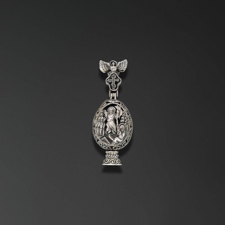 Resurrection. Easter Egg with an Image of Our Lady of Kazan