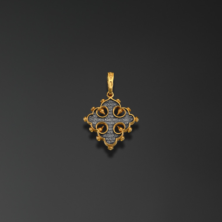 Greek cross with lily-petal silhouette