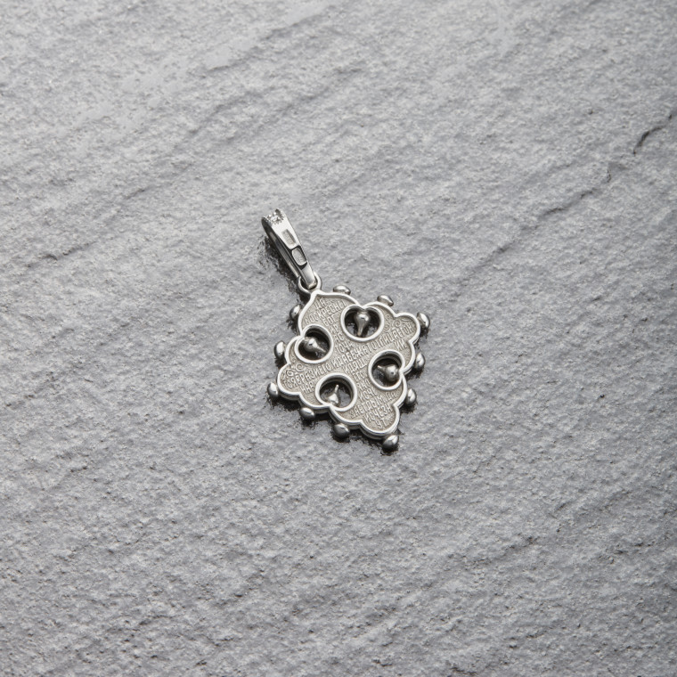 Greek cross with lily-petal silhouette
