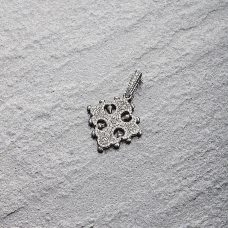 Greek cross with lily-petal silhouette