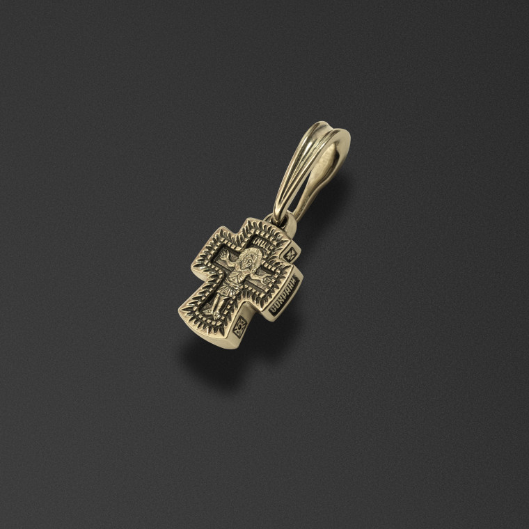 A cross with a Crucifix and the Vladimir Icon of the Virgin